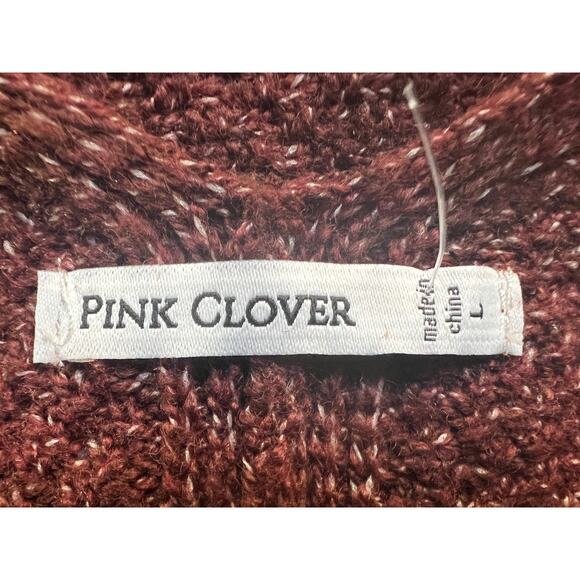 Pink Clover Open Front Relaxed Cardigan Sweater Burgundy Red Womens Large NEW - Picture 3 of 12